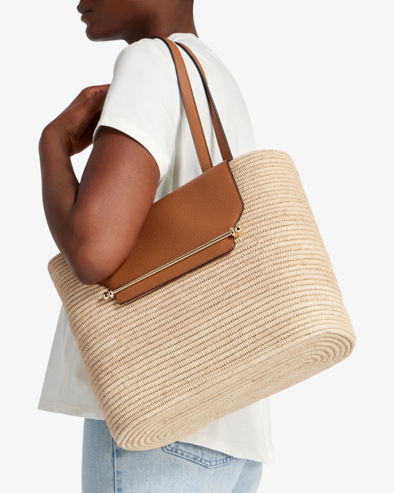 Beige Brown Strathberry The Basket (Large) Leather Shoulder Bag | UK BGNL-04628