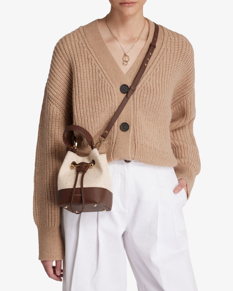 Beige Chocolate Strathberry Lana Osette Cashmere Wool Top Handle Bag | UK XUKI-78924