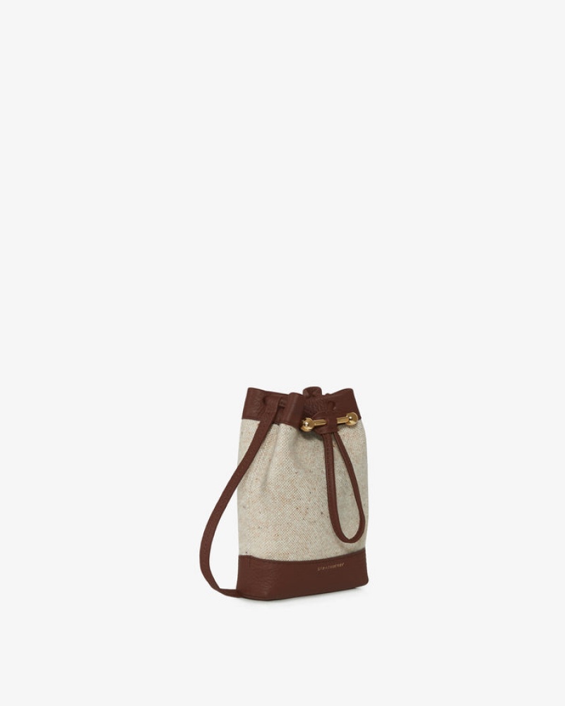 Beige Chocolate Strathberry Lana Osette Pouch Cashmere Wool Mini Bag | UK GAQX-32806