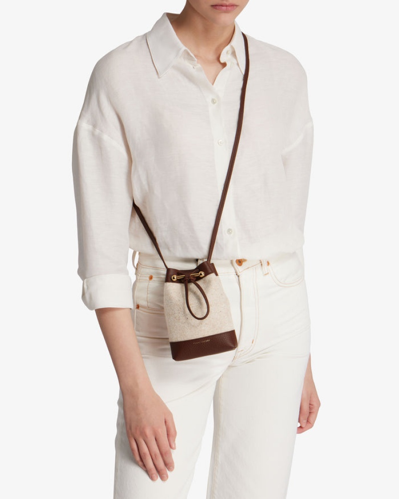 Beige Chocolate Strathberry Lana Osette Pouch Cashmere Wool Crossbody Bag | UK UYDP-82019