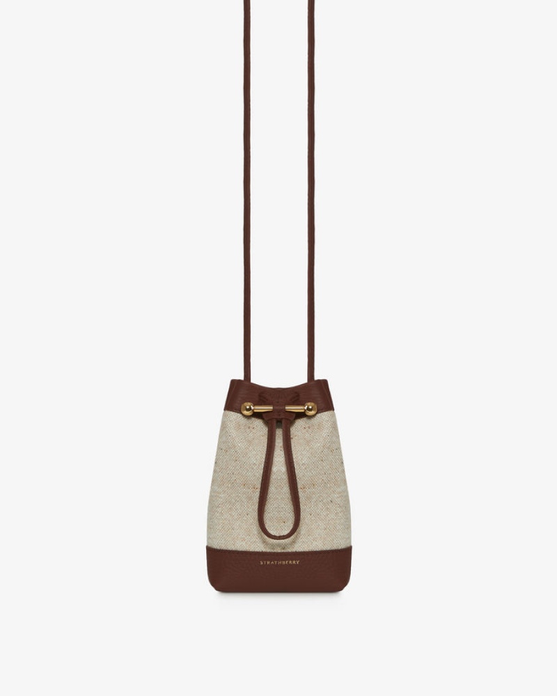 Beige Chocolate Strathberry Lana Osette Pouch Cashmere Wool Crossbody Bag | UK UYDP-82019