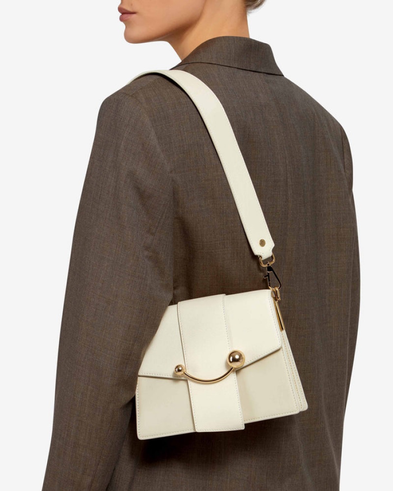 Beige Strathberry Box Crescent Crossbody Bag | UK EUOX-19034