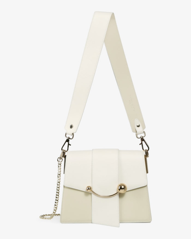 Beige Strathberry Box Crescent Crossbody Bag | UK EUOX-19034