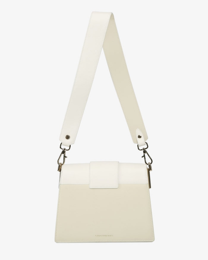 Beige Strathberry Box Crescent Crossbody Bag | UK EUOX-19034