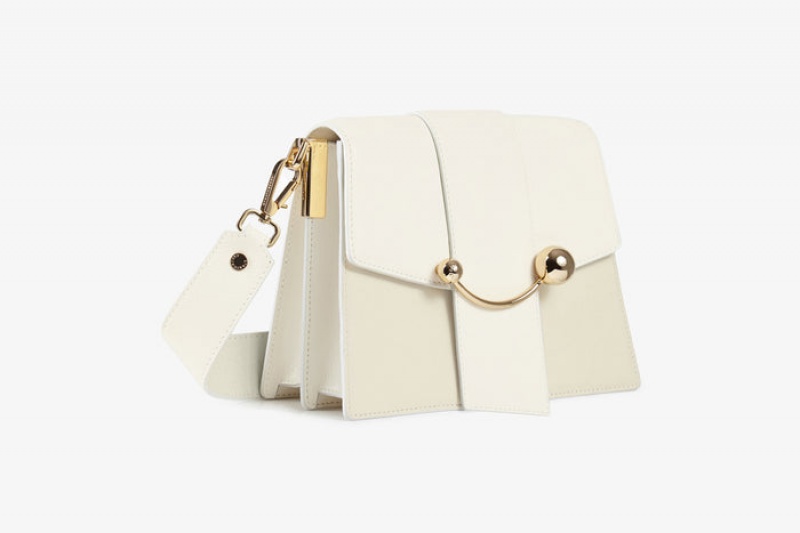 Beige Strathberry Box Crescent Crossbody Bag | UK EUOX-19034