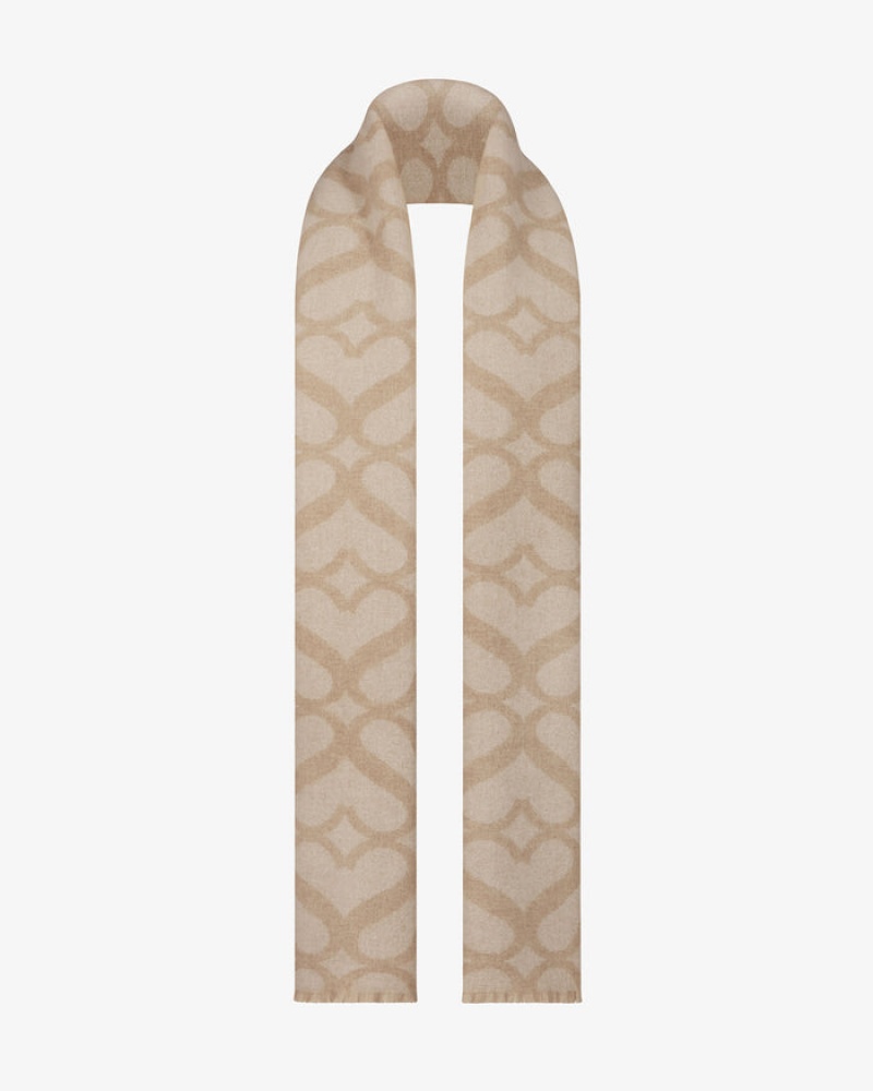 Beige Strathberry Cashmere Wool Monogram Scarf | UK OXSE-86742