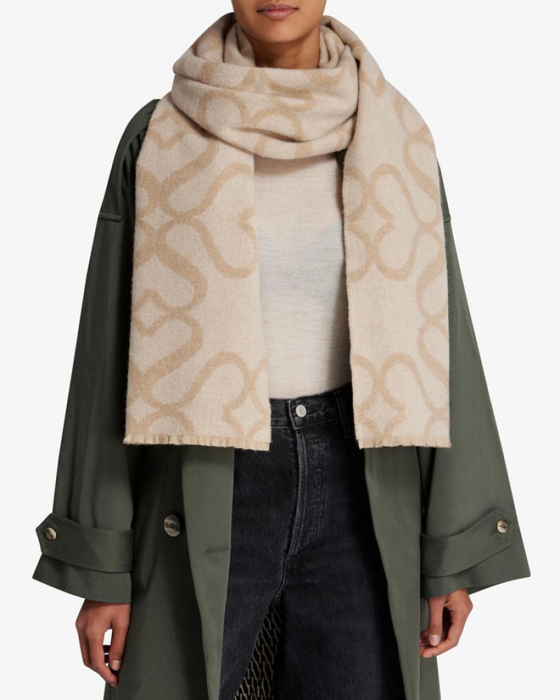 Beige Strathberry Cashmere Wool Monogram Scarf | UK OXSE-86742