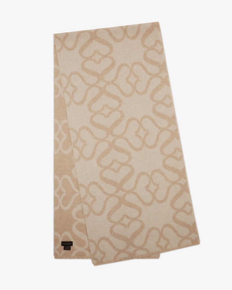 Beige Strathberry Cashmere Wool Monogram Scarf | UK OXSE-86742