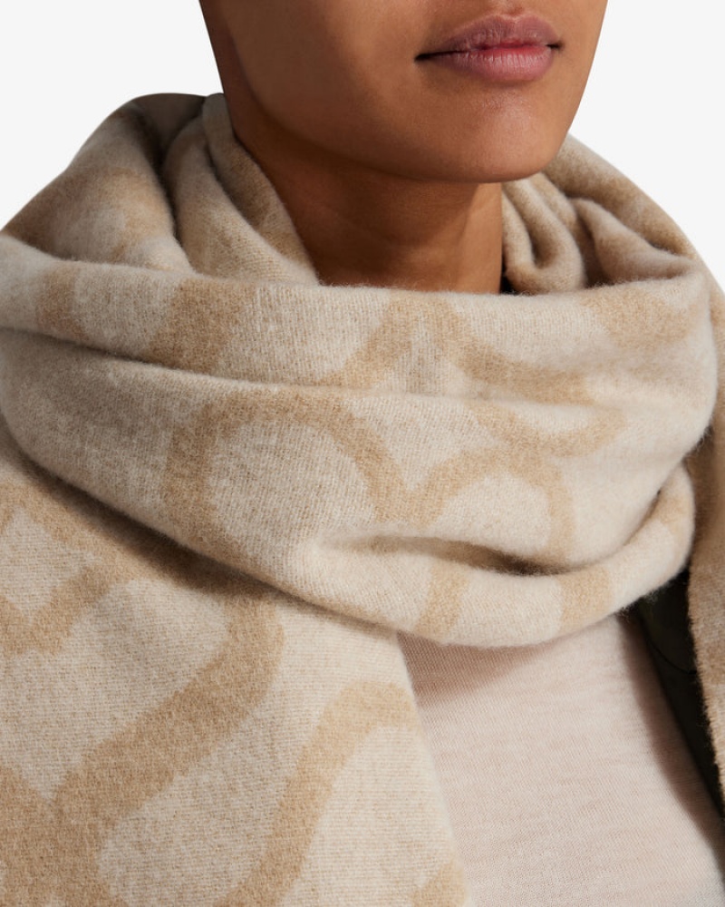 Beige Strathberry Cashmere Wool Monogram Scarf | UK OXSE-86742