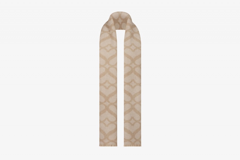 Beige Strathberry Cashmere Wool Monogram Scarf | UK OXSE-86742