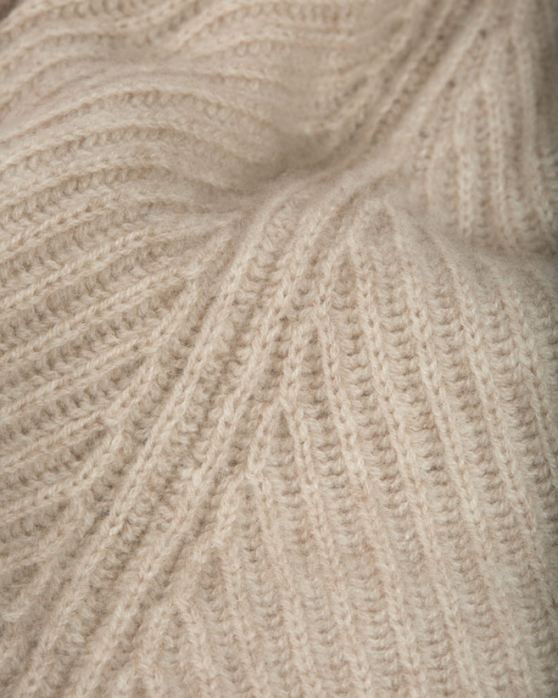 Beige Strathberry Cashmere Wool Ribbed Poncho | UK OFVR-13206