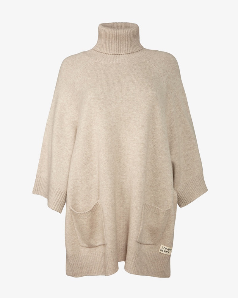 Beige Strathberry Cashmere Wool Rollneck Pullover | UK YGLI-69340