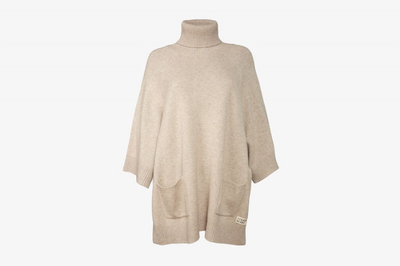 Beige Strathberry Cashmere Wool Rollneck Pullover | UK YGLI-69340