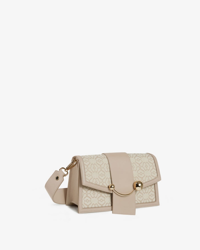 Beige Strathberry Crescent Leather Mini Bag | UK LEHD-43567