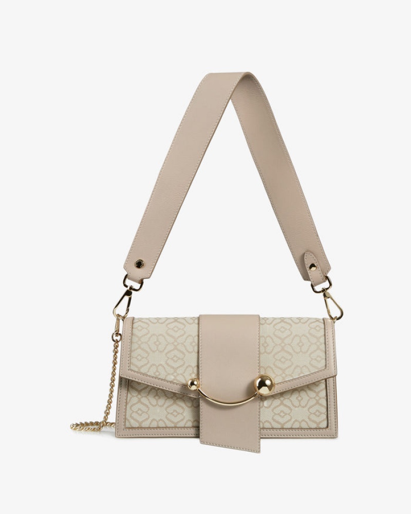 Beige Strathberry Crescent Leather Mini Bag | UK LEHD-43567