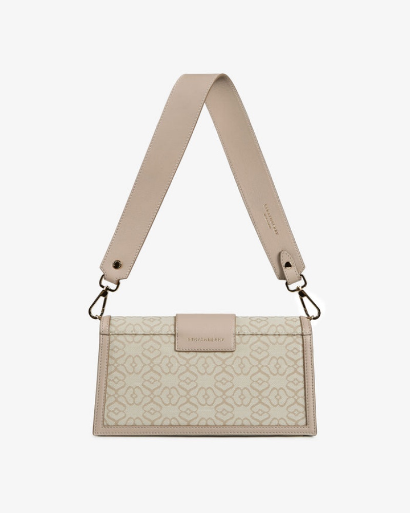 Beige Strathberry Crescent Leather Mini Bag | UK LEHD-43567