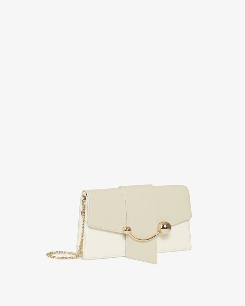 Beige Strathberry Crescent On A Chain Clutch Bag | UK SQPU-18029