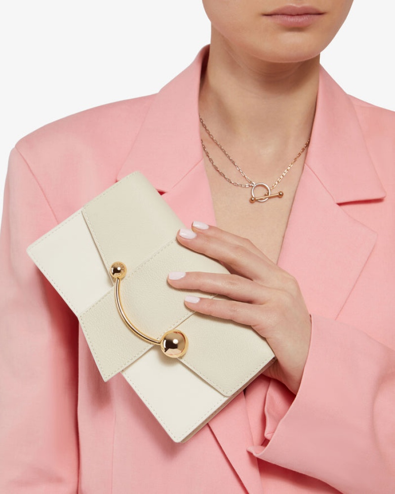 Beige Strathberry Crescent On A Chain Clutch Bag | UK SQPU-18029