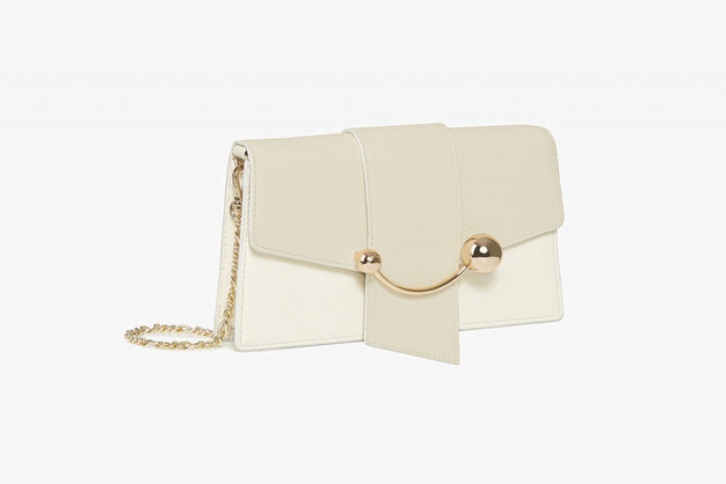 Beige Strathberry Crescent On A Chain Clutch Bag | UK SQPU-18029