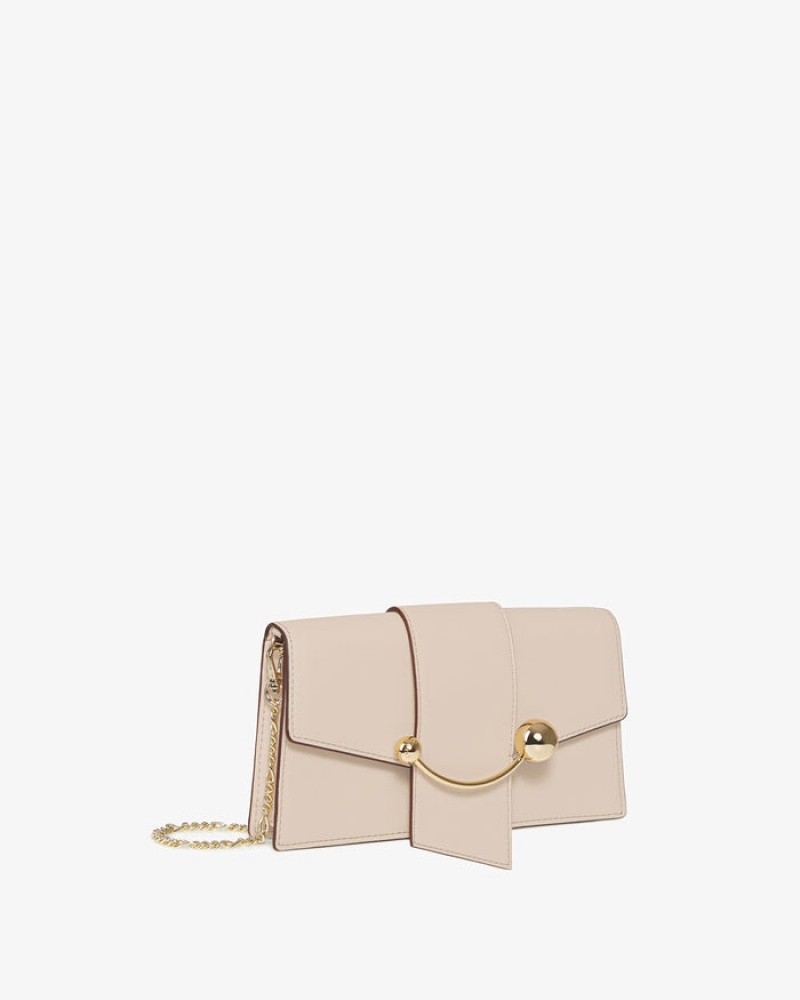 Beige Strathberry Crescent On A Chain Clutch Bag | UK ESAU-32598