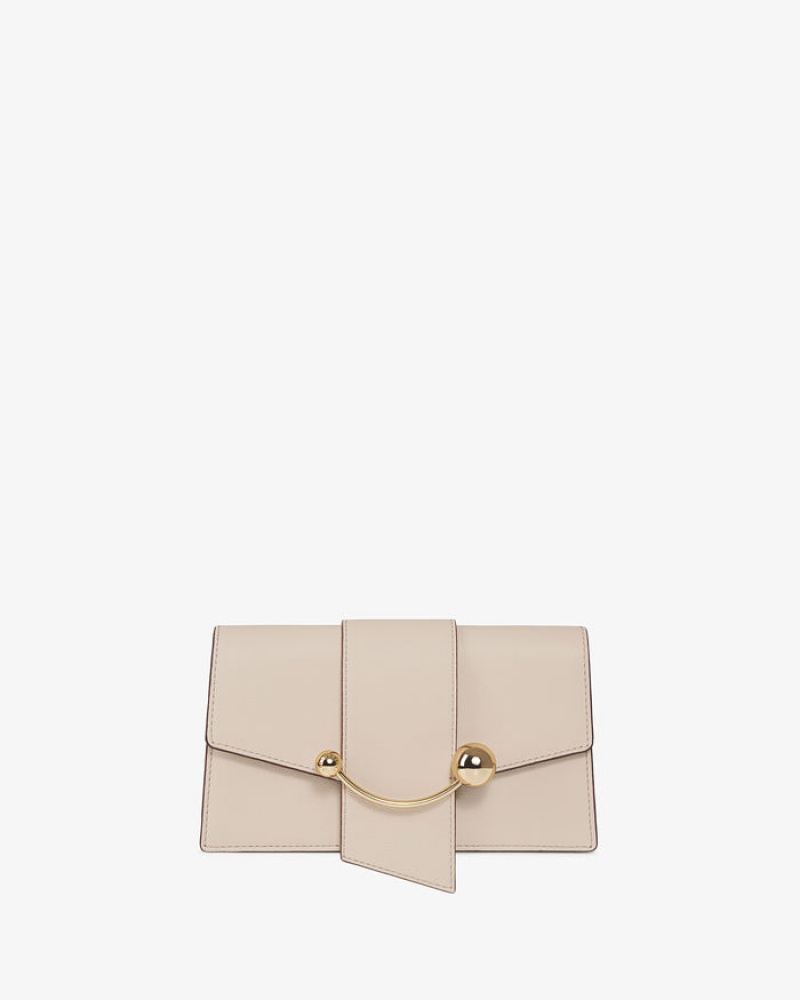 Beige Strathberry Crescent On A Chain Clutch Bag | UK ESAU-32598