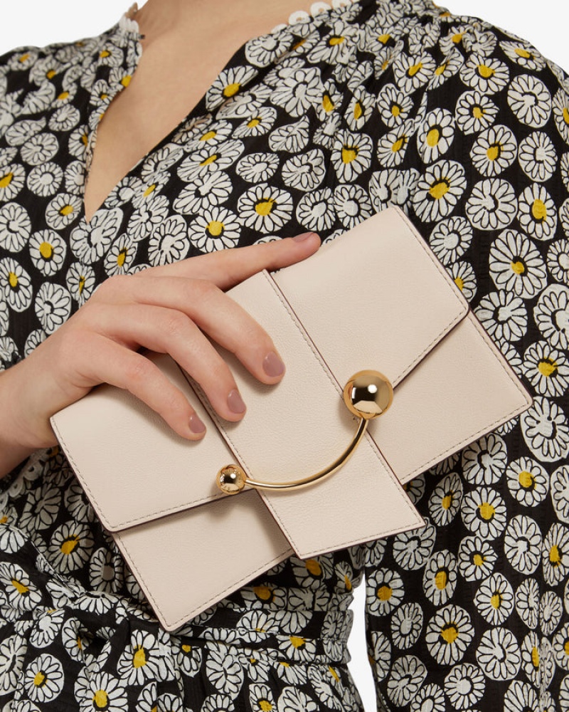 Beige Strathberry Crescent On A Chain Clutch Bag | UK ESAU-32598