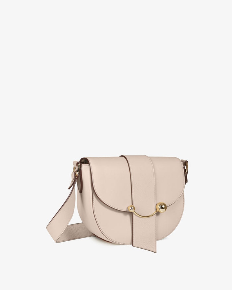 Beige Strathberry Crescent Satchel Crossbody Bag | UK LZKO-13058