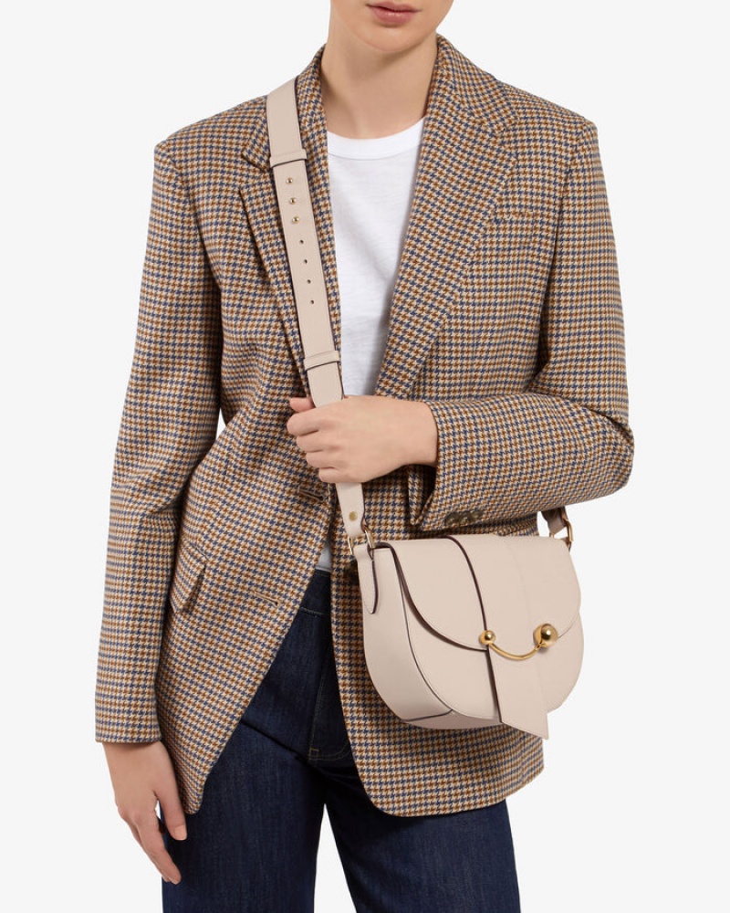 Beige Strathberry Crescent Satchel Crossbody Bag | UK LZKO-13058