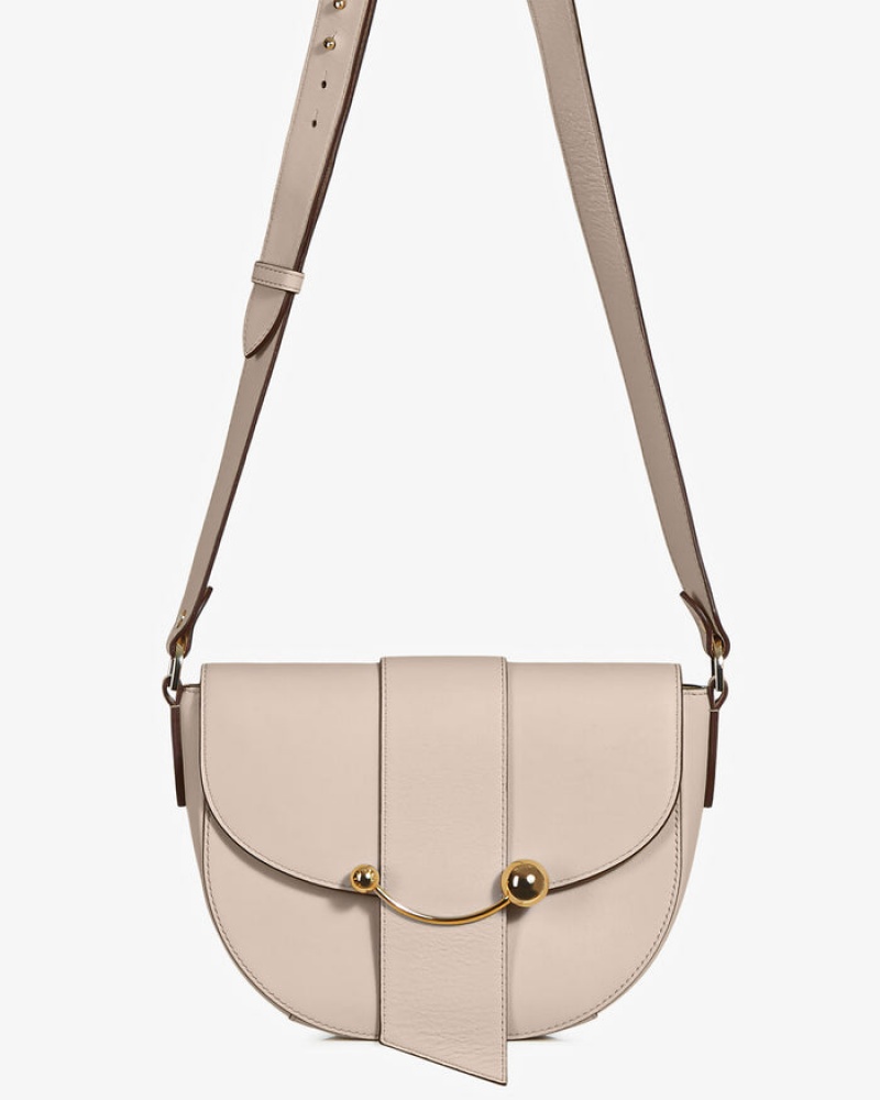 Beige Strathberry Crescent Satchel Crossbody Bag | UK LZKO-13058