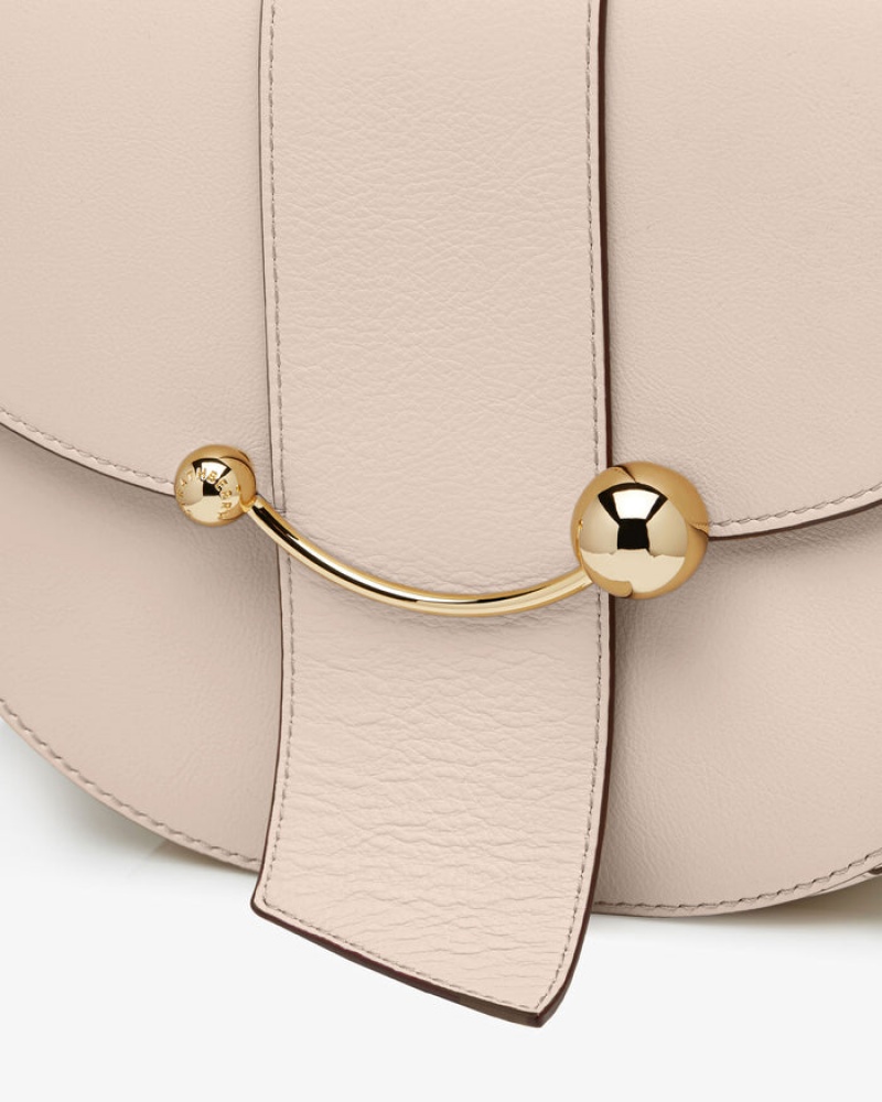 Beige Strathberry Crescent Satchel Crossbody Bag | UK LZKO-13058