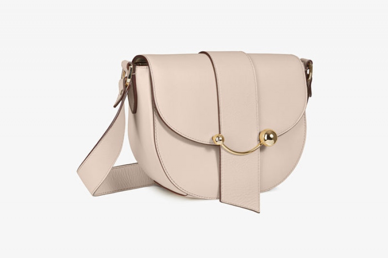 Beige Strathberry Crescent Satchel Crossbody Bag | UK LZKO-13058