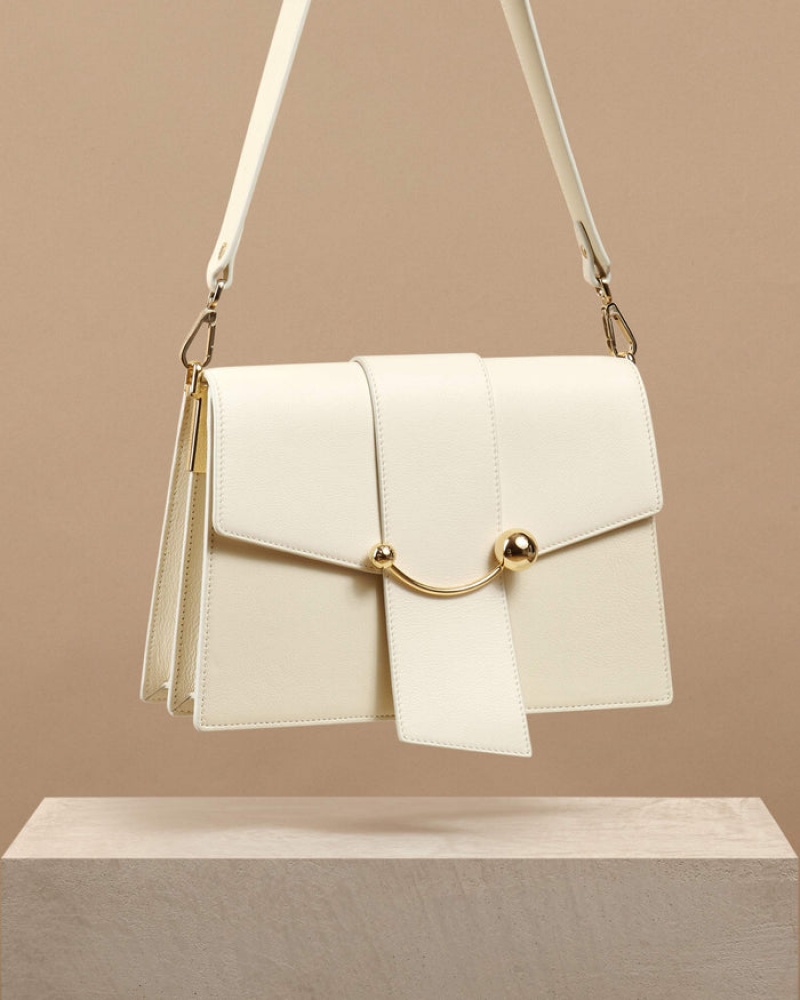 Beige Strathberry Crescent Shoulder Bag | UK XVOQ-52084