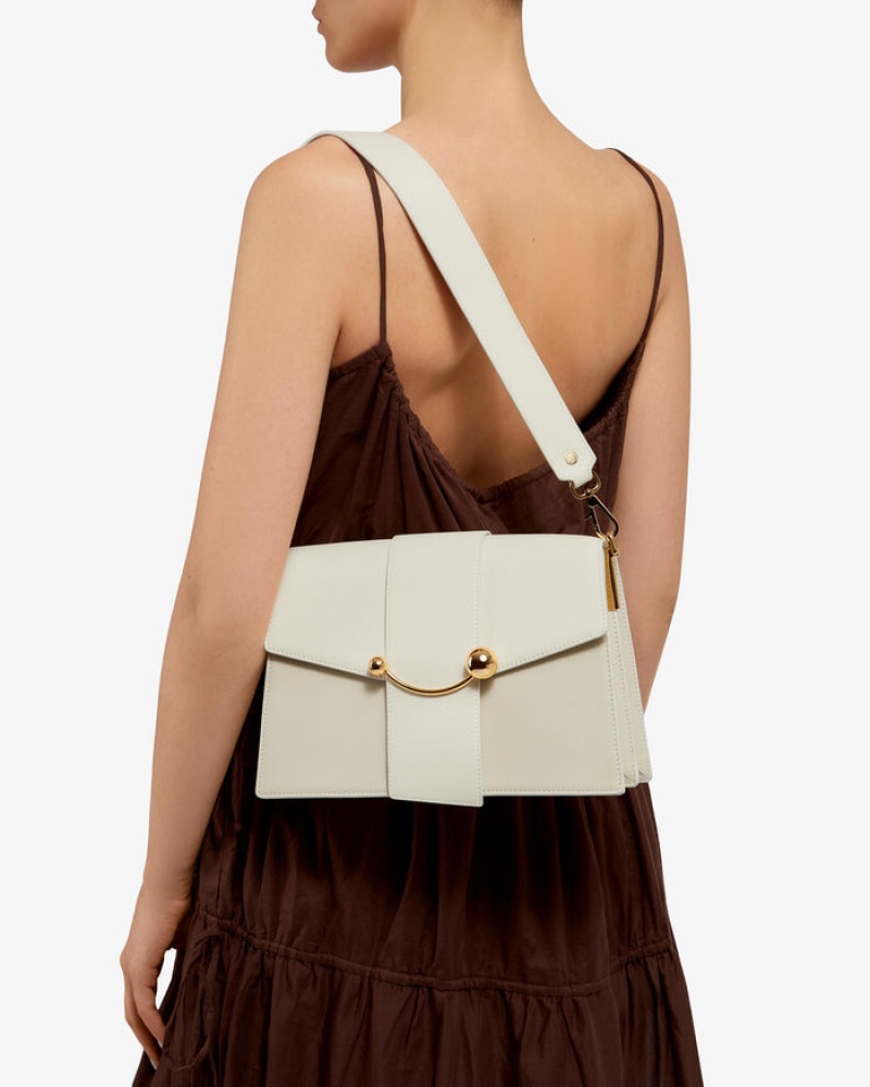 Beige Strathberry Crescent Shoulder Bag | UK XVOQ-52084