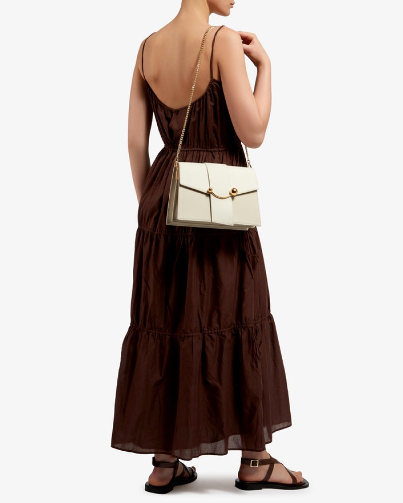 Beige Strathberry Crescent Shoulder Bag | UK XVOQ-52084