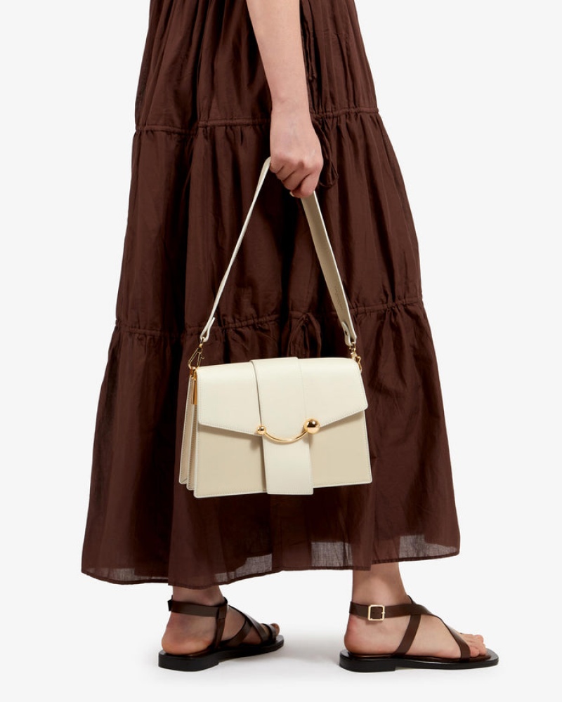 Beige Strathberry Crescent Shoulder Bag | UK XVOQ-52084