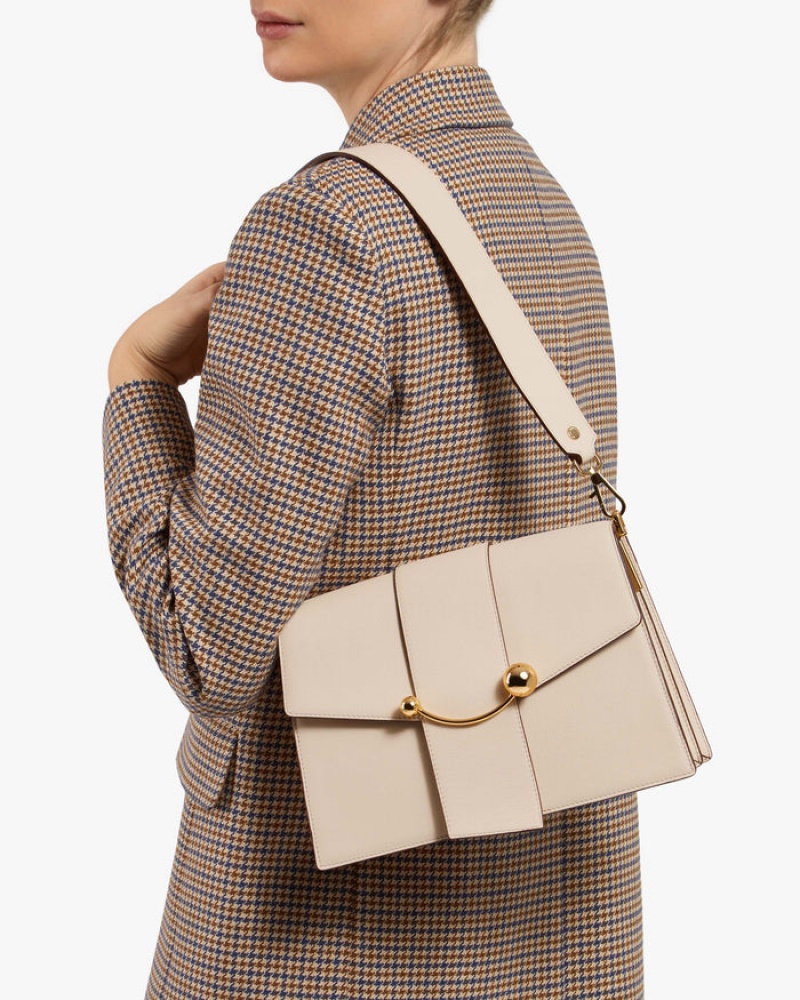 Beige Strathberry Crescent Shoulder Bag | UK NMQO-19468