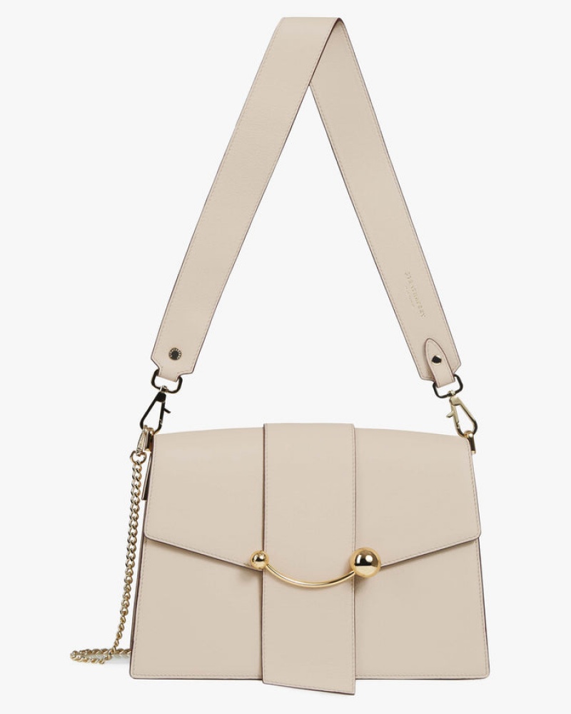 Beige Strathberry Crescent Shoulder Bag | UK NMQO-19468