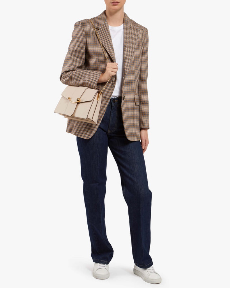 Beige Strathberry Crescent Shoulder Bag | UK NMQO-19468