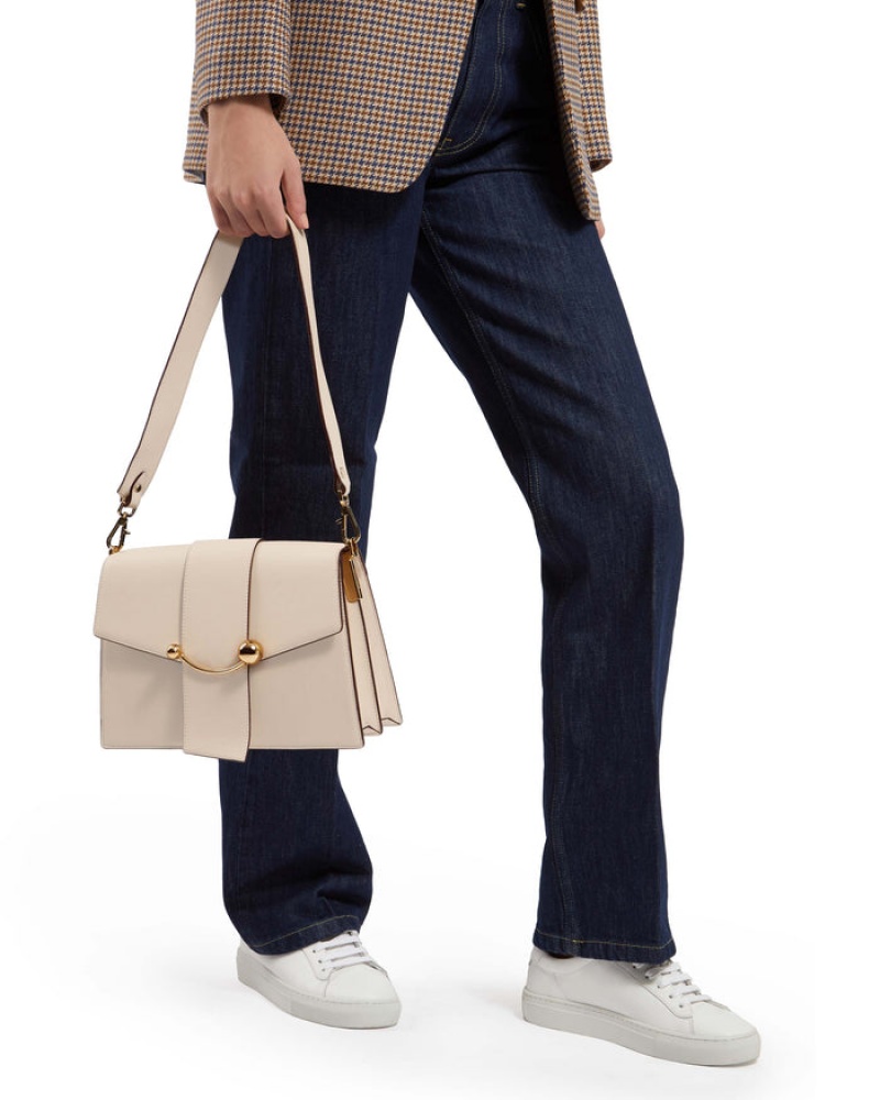 Beige Strathberry Crescent Shoulder Bag | UK NMQO-19468