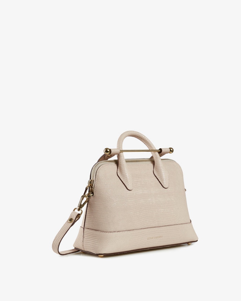 Beige Strathberry Dome Lizard-Embossed Leather Mini Bag | UK BYNS-40891