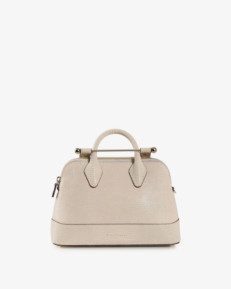 Beige Strathberry Dome Lizard-Embossed Leather Mini Bag | UK BYNS-40891