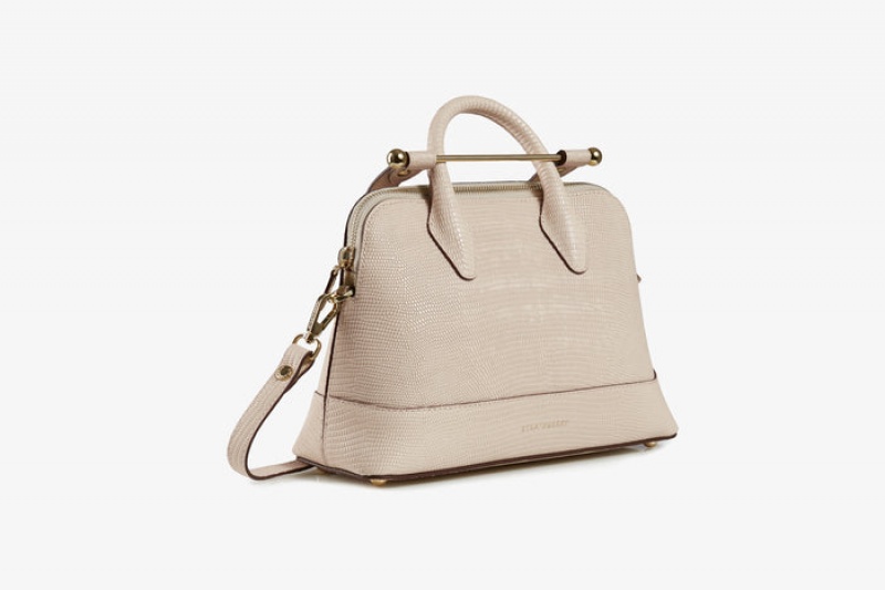 Beige Strathberry Dome Lizard-Embossed Leather Mini Bag | UK BYNS-40891