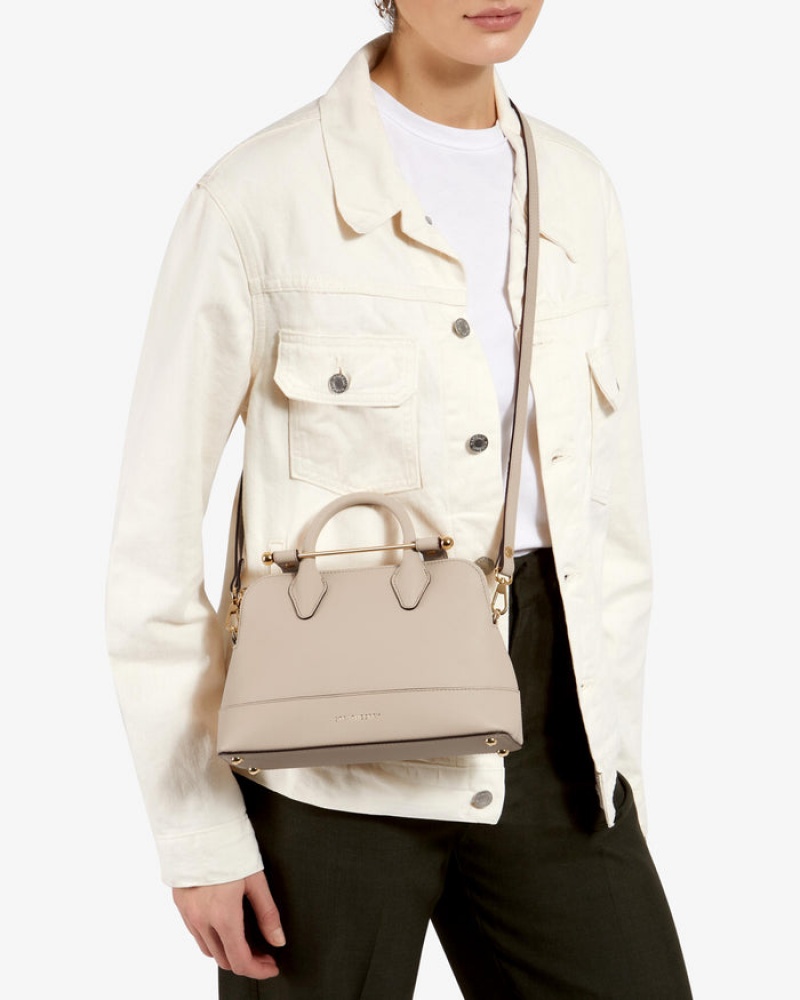 Beige Strathberry Dome Mini Top Handle Bag | UK UBHV-41025