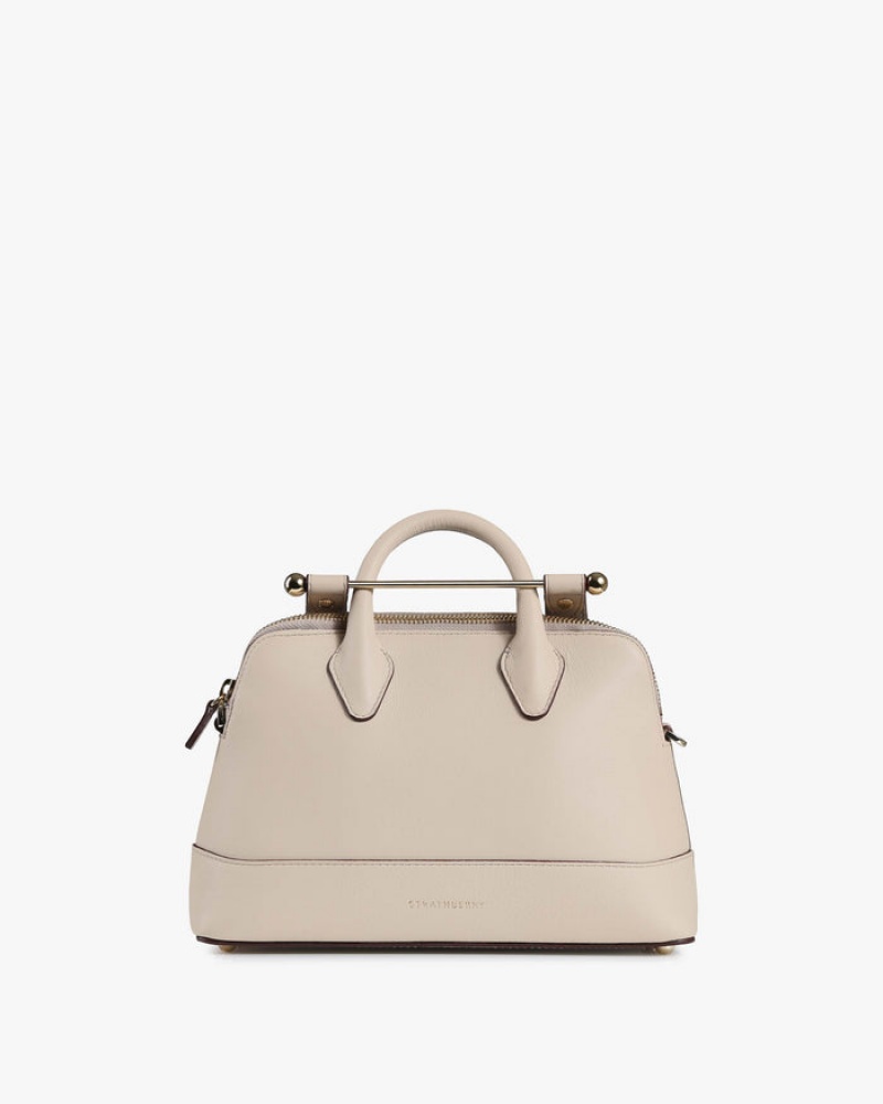 Beige Strathberry Dome Mini Top Handle Bag | UK UBHV-41025