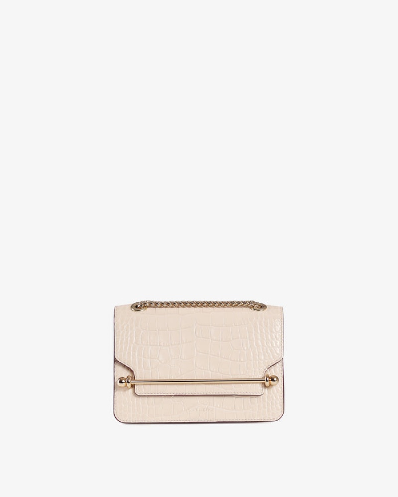 Beige Strathberry East/West Croc-Embossed Leather Mini Bag | UK ITCV-93017