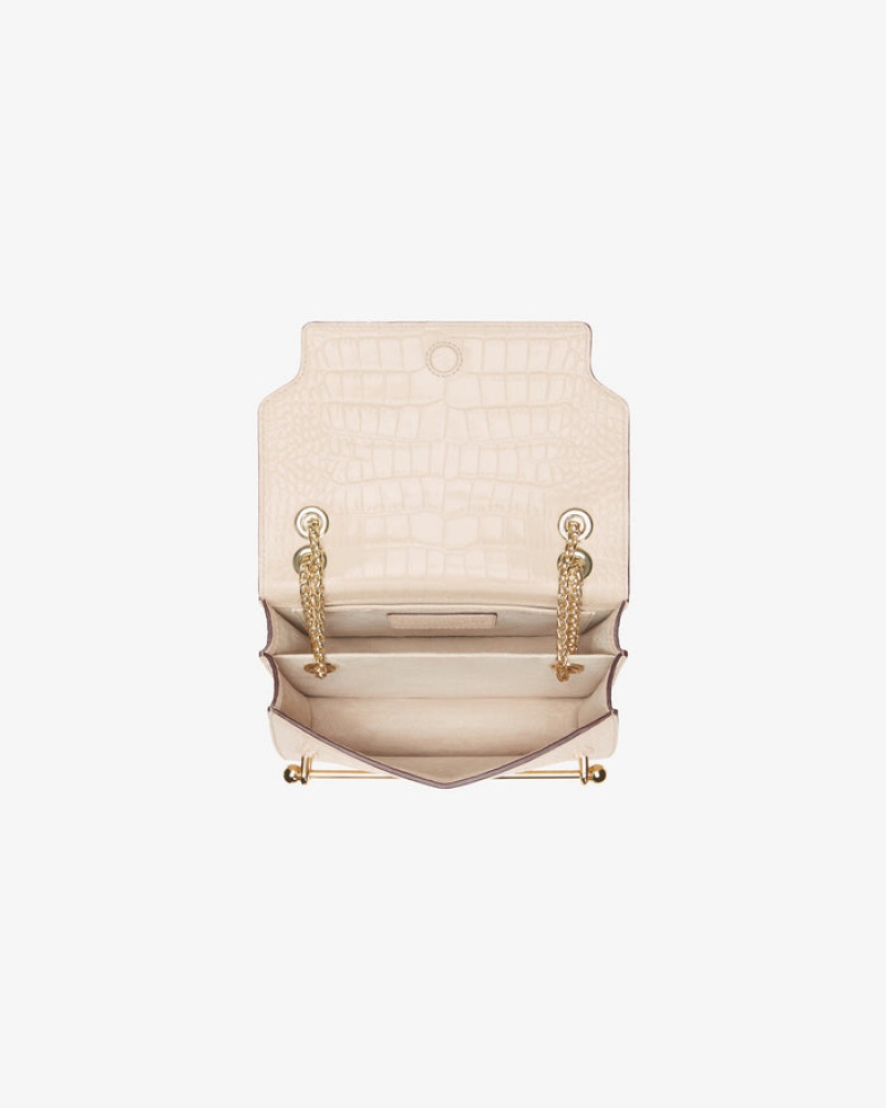 Beige Strathberry East/West Croc-Embossed Leather Mini Bag | UK ITCV-93017