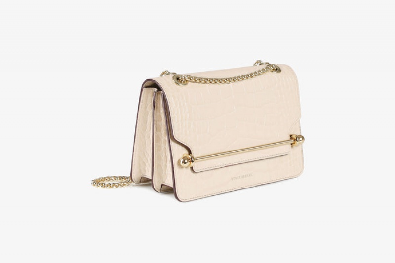 Beige Strathberry East/West Croc-Embossed Leather Mini Bag | UK ITCV-93017