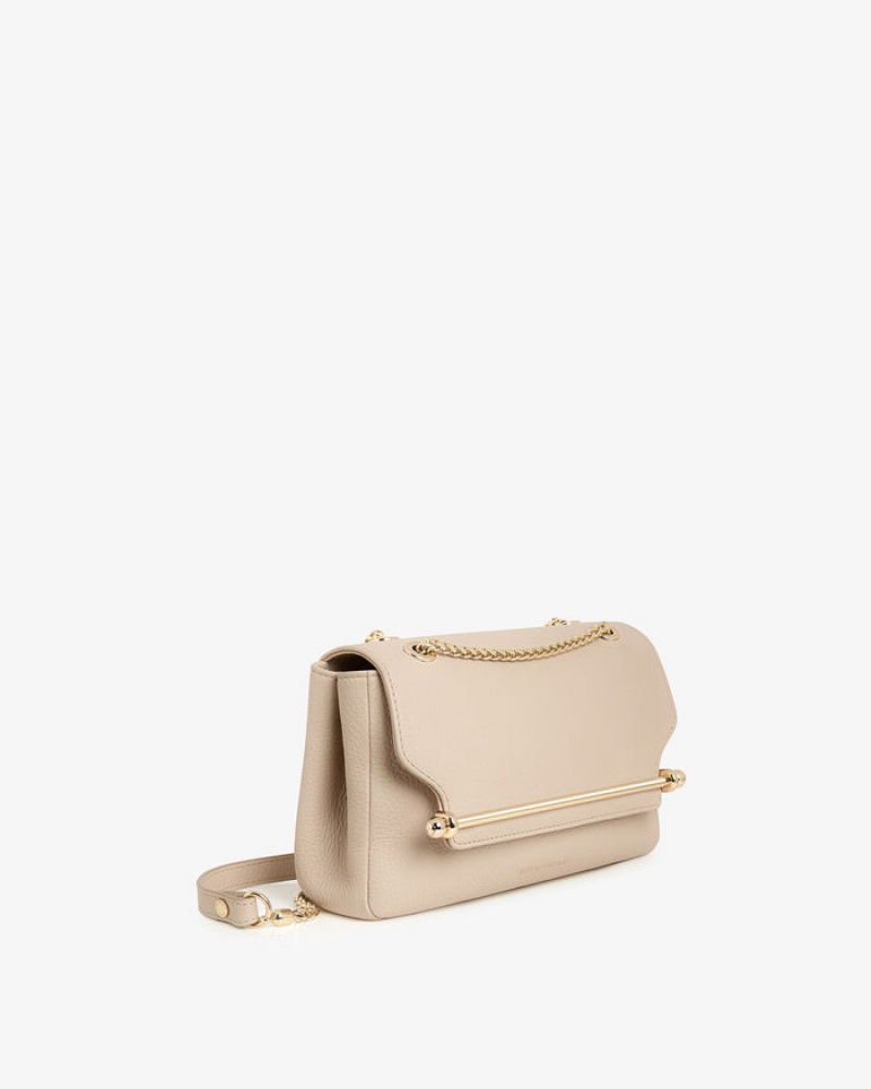 Beige Strathberry East/West Mini Soft Crossbody Bag | UK DAKZ-17483