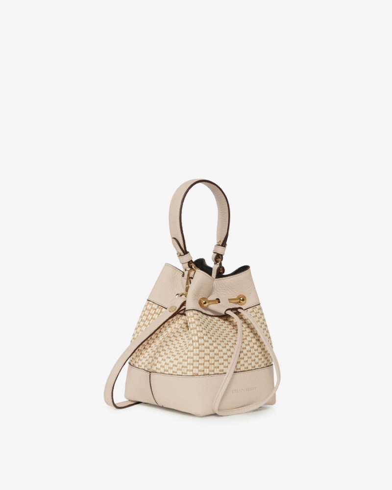 Beige Strathberry Lana Osette Cotton/Leather Top Handle Bag | UK RKPT-24098