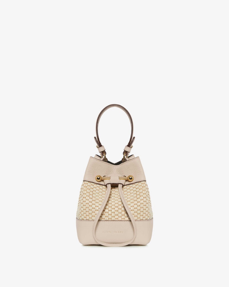 Beige Strathberry Lana Osette Cotton/Leather Shoulder Bag | UK OYFC-35694